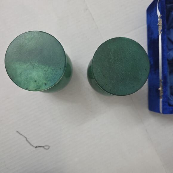 Set Of 2 Vintage Green Onyx Stone Goblet Chalice 5" Marble Cup - Picture 7 of 13